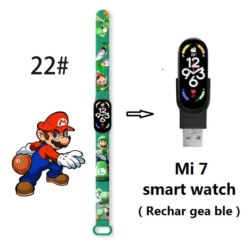 Super Marios Bros Bluetooth Smart Watch M7 Bracelet Sports Electronic Heart Rate Blood Pressure Blood Oxygen Monitoring Watch Gi