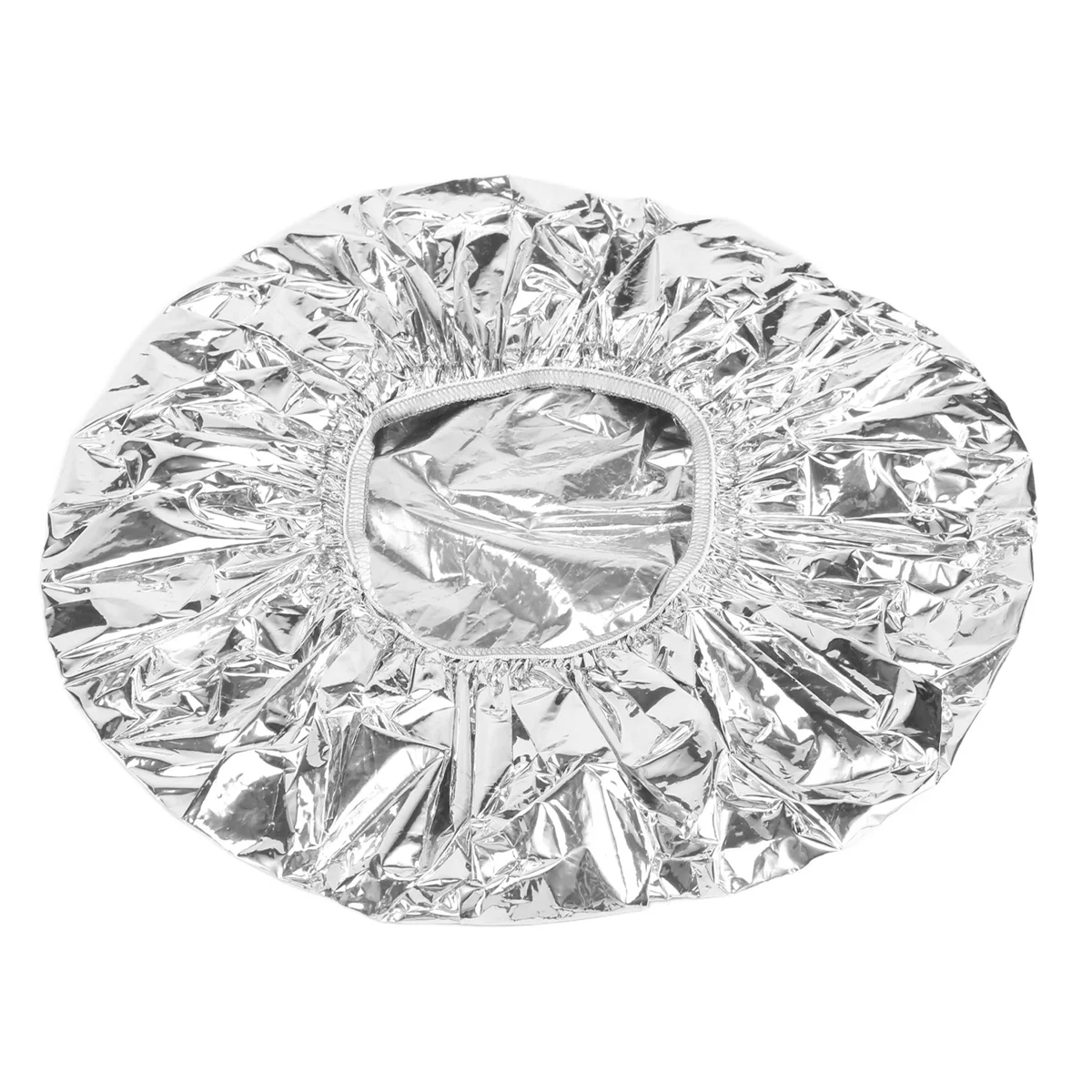 Shower Cap Heat Insulation Aluminum Foil Hat Elastic Bathing Cap for Women Hair Salon Bathroom -Silver SQ