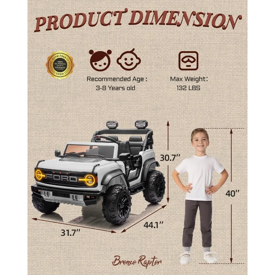 Licensed 24V 2 Seater Kids Ride on Toys, Battery Powered Electric Ride on Car, Remote Control Electric Car w/Led Lights, Music,