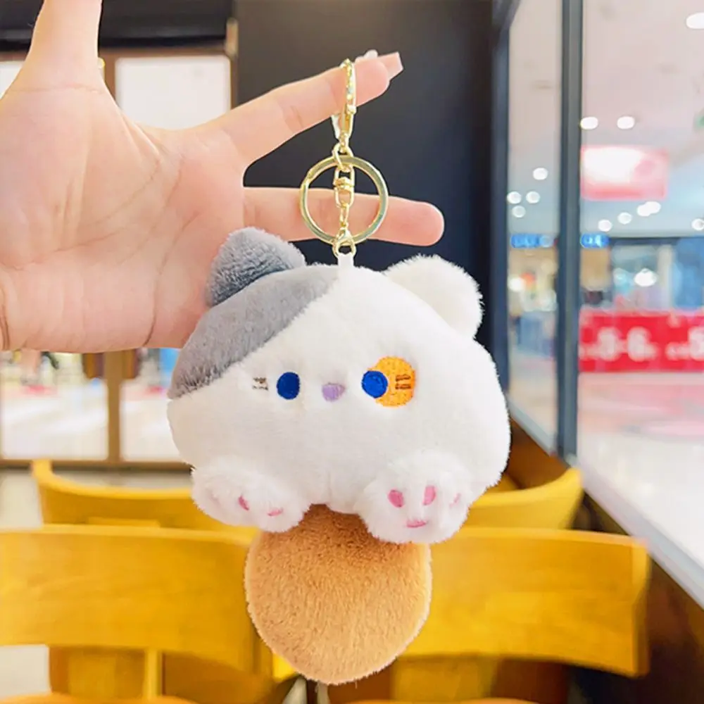 Cute Squeak Cat Toy Plush Doll Key Rings Door And Bag Pendant Cartoon Animal Cat Fashion Girl Keychain Car Key Chains Women Gift