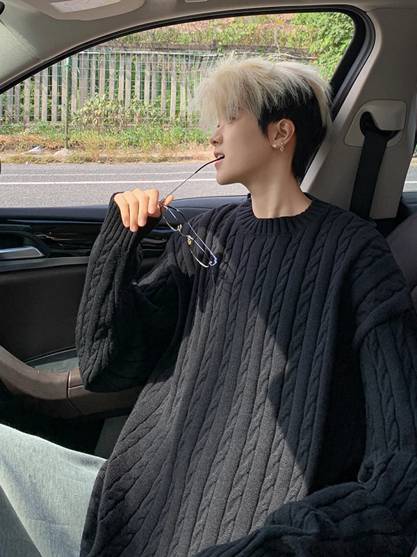 

Мужской трикотаж свободного кроя с круглым вырезом, универсальный, модный, высококачественный, комфортный, для осени и зимы...