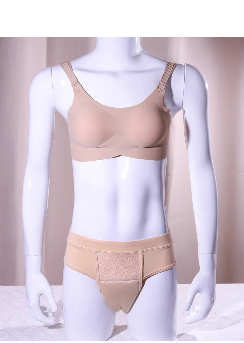 

Realistic Silicone False Breast Forms Enhance Bra with Gaff Camel Toe Panty Set Crossdresser Drag Shemale Transgender Mastectomy