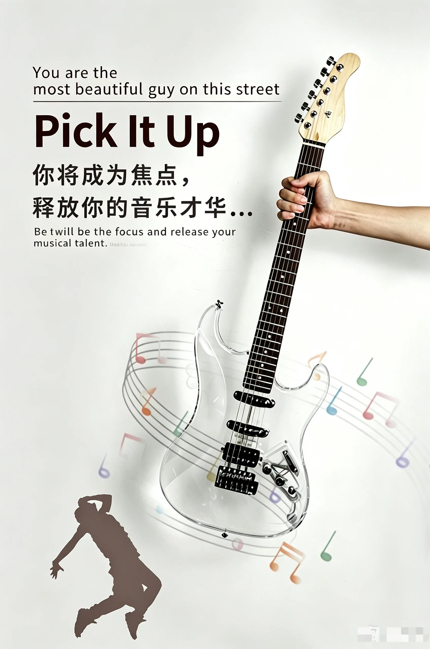 New Model Crystal Single/Double St Electric Guitar Wholesale Transparent Acrylic Entry-Level Cool Rock Solid Wood Electric Guitar