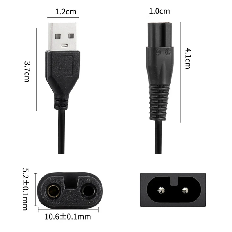 USB Figure-Eight Charging Cable USB Interface Shaver Cable Thickened Wire Core Shaver Charging Cable Figure-Eight Tail Cable