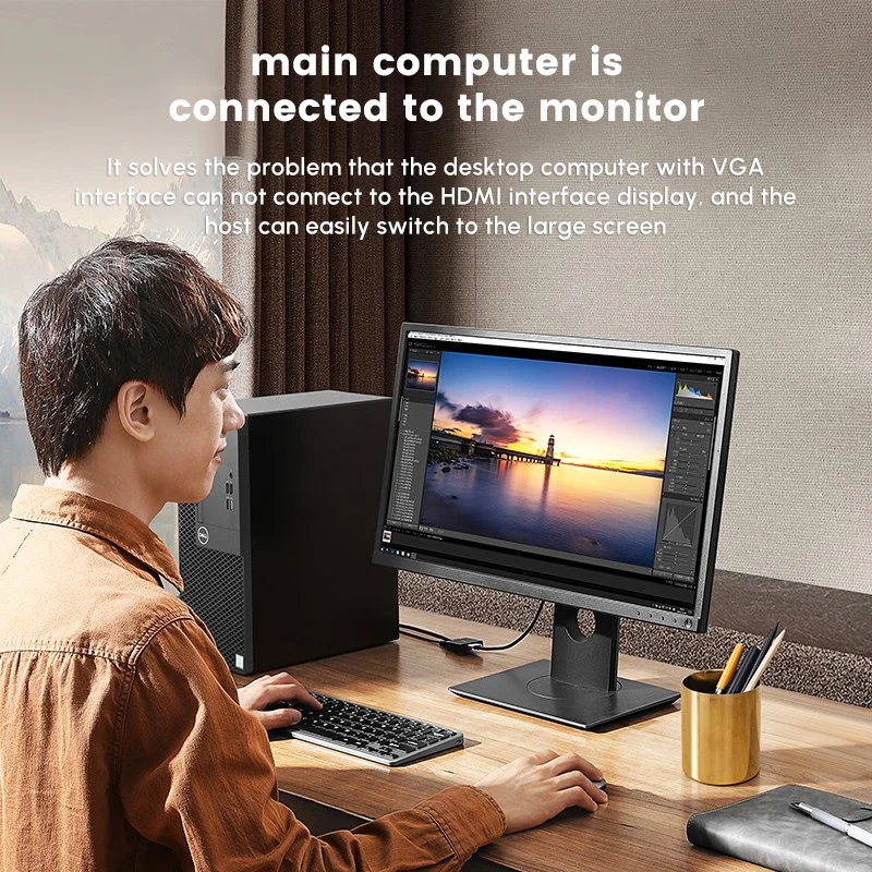 UGREEN HD-MI naar VGA-adapterconnector (vrouw naar mannelijk) met 3,5 mm audio-aansluiting