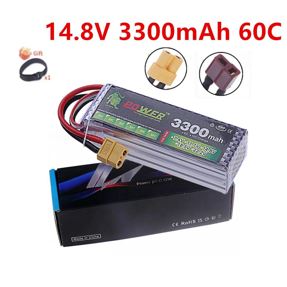 4S 14.8V 3300mAh 60C Lipo Battery with XT30 XT60 T Connector Softcase Lipo Battery for RC FPV Racing Drone Quadcopter Spare Part