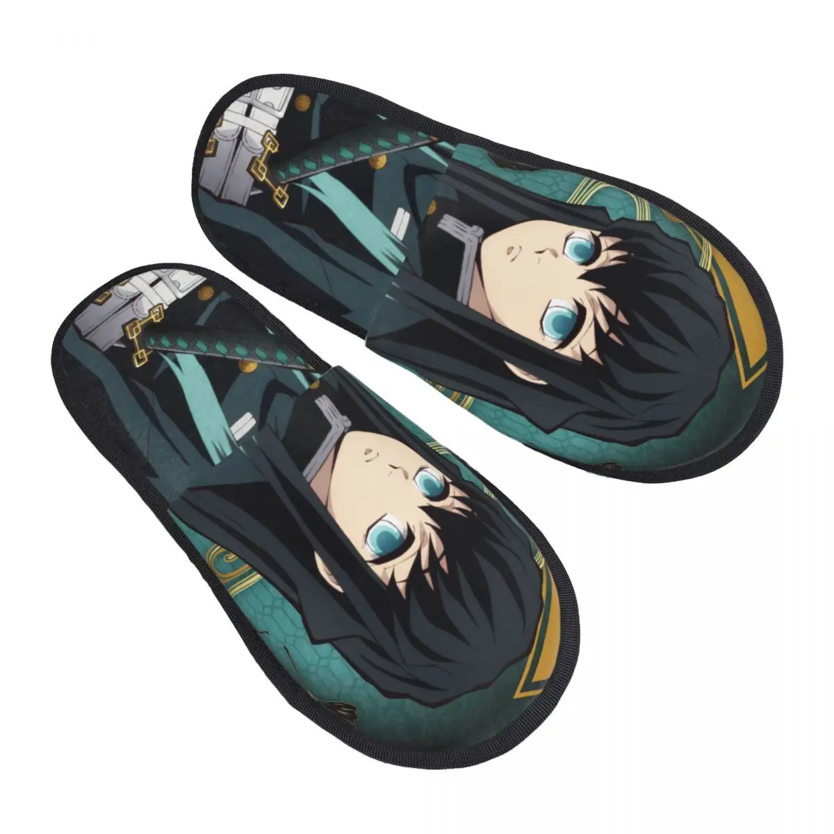 Custom Muichiro Tokito Kimetsu No Yaiba Soft Scuff Memory Foam Slippers Women Demon Slayer Anime Spa House Shoes