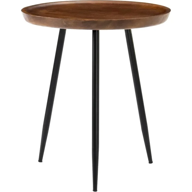 Side Table - Tri Pin Small Table. Exclusively Designed Hand-Crafted Small Nightstand. Solid Wood Round End Table