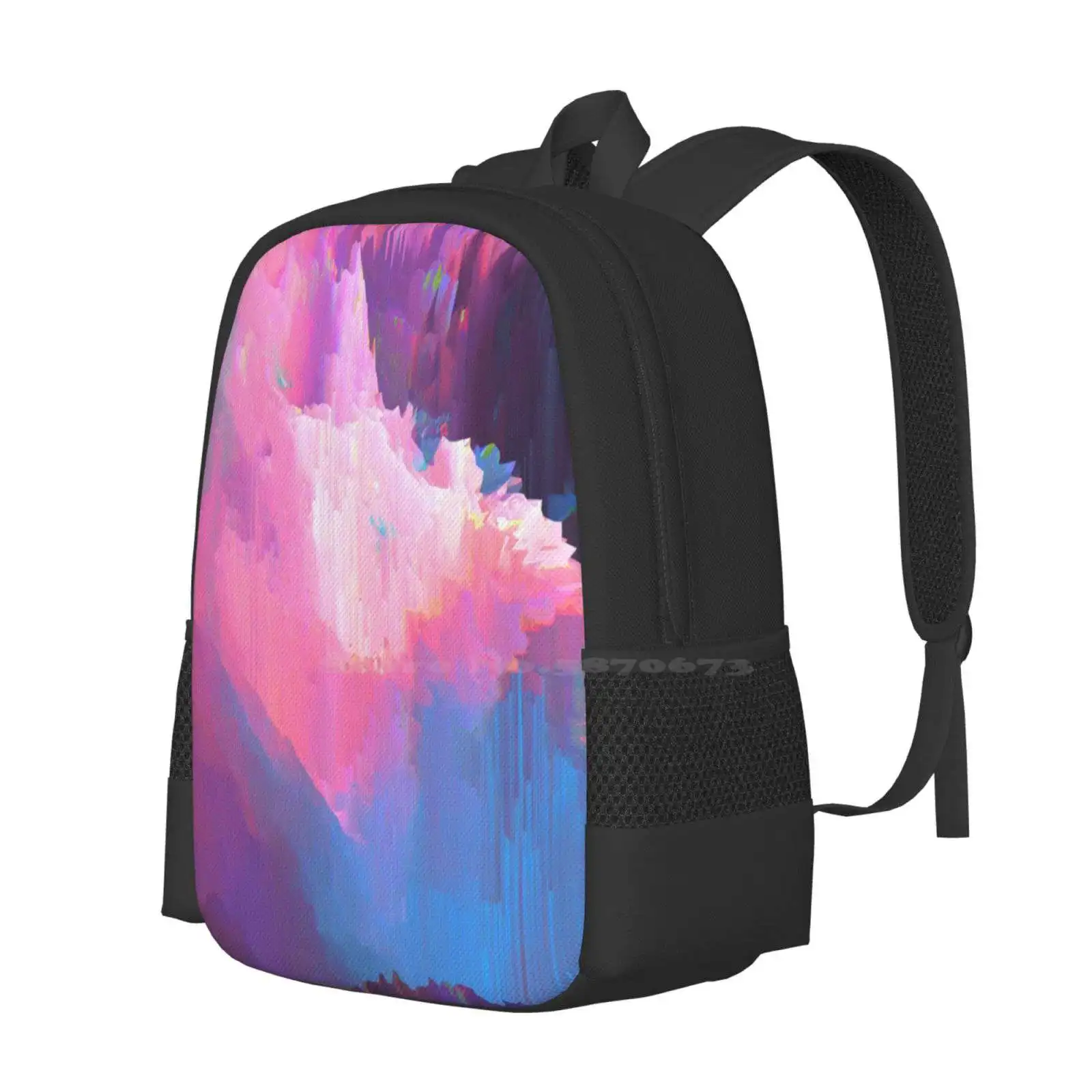 Humilde-Unisex colorido arte digital fluido acrílico mochila, bolsa de estudante, psicodélico saco, estética, ácido, Trippy, recém-chegados