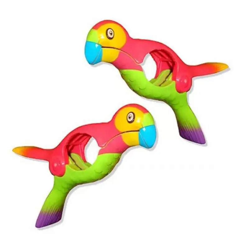 2pcs Summer Plastic Color Clips Cute Parrot Bird Beach Towel Clamp To Prevent The Wind Clamp Drying Racks Retaining Clip