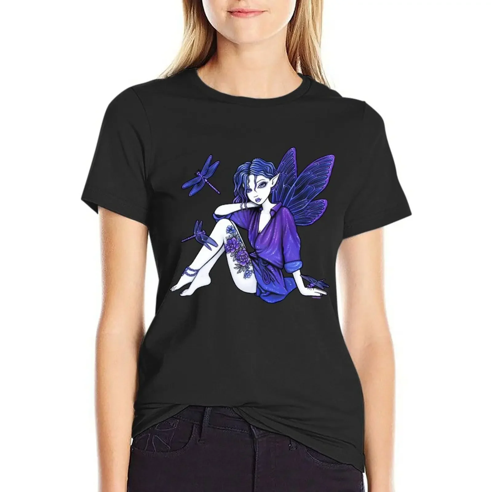 Cassie Purple Blue Dragonfly Fairy T-Shirt anime clothes aesthetic clothes clothes for woman