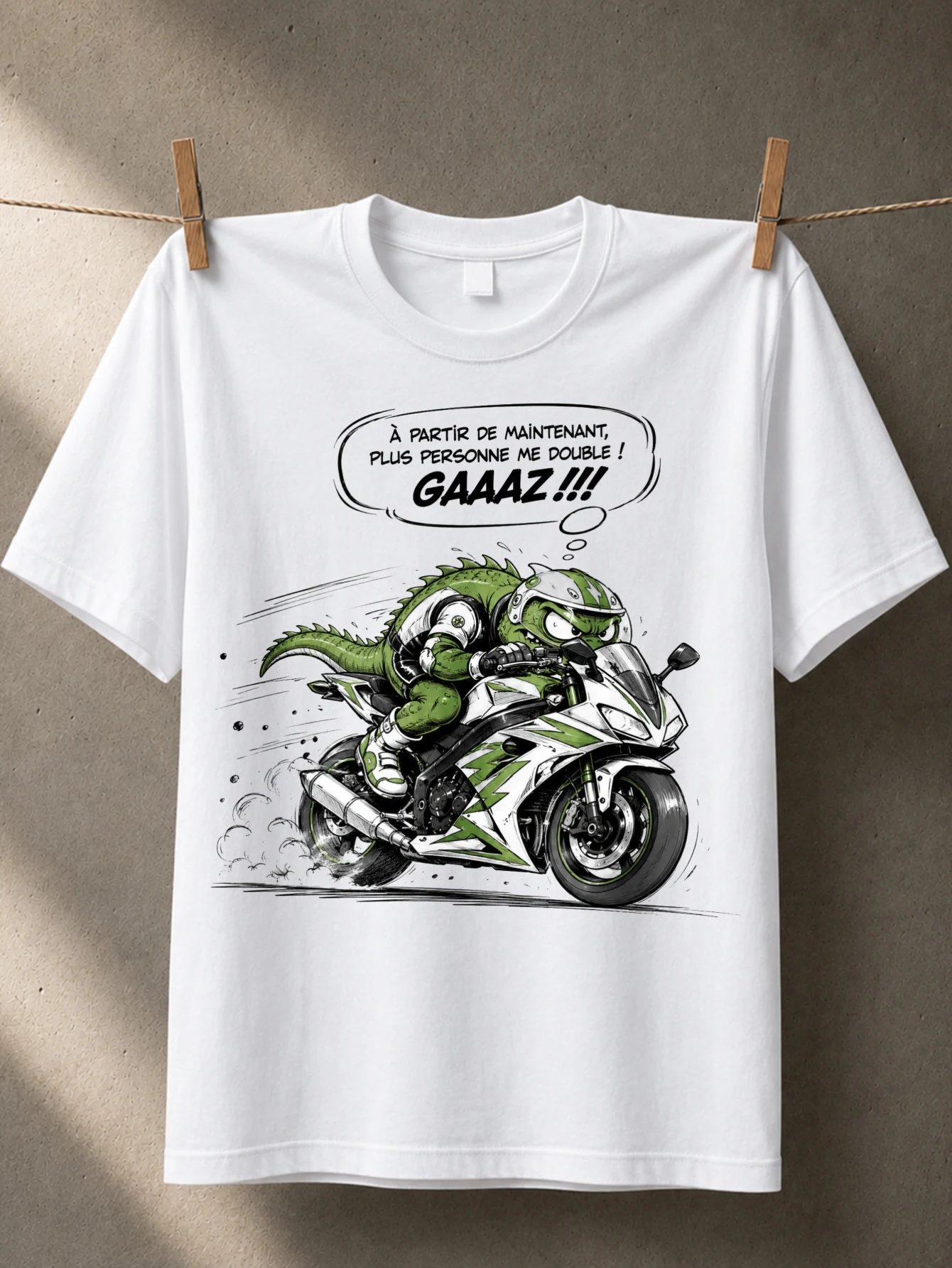 A Partir De Maintenant Plus Personne Me Double Gaaaz Crocodile Rider  Green Sport Motorbike Sketch  Unisex All T-Shirt