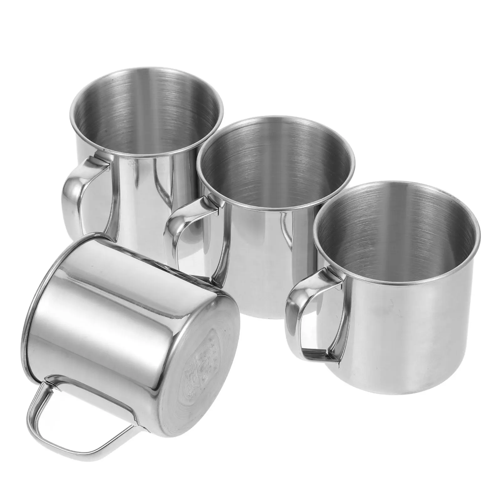 

4 Pcs Stainless Steel Water Cups Coffee Mugs 304 Grade Travel Tumblers Camping Hiking Picnic Kids Metal Drink Vessels