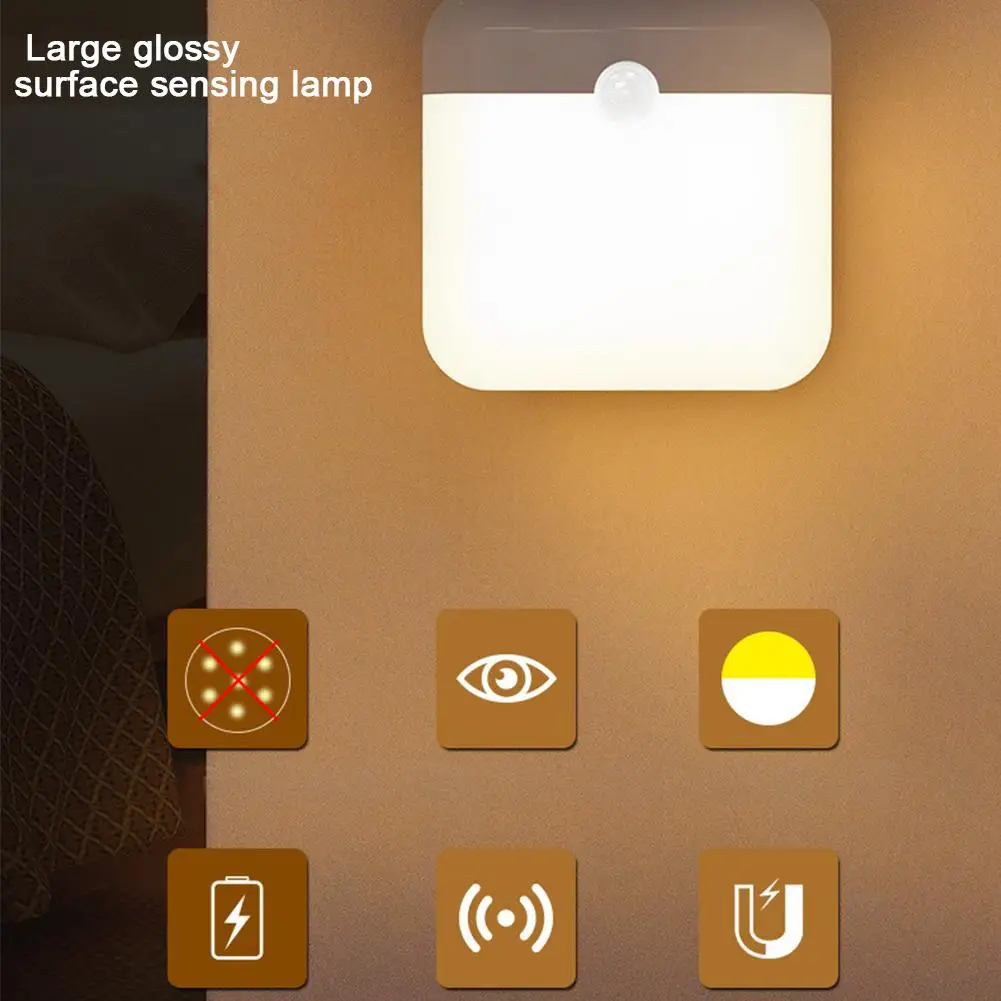 Luci del sensore di movimento della luce notturna a LED lampade della stanza delle scale dell'armadio del corridoio per la lampada da notte a induzione a risparmio energetico dell'armadio della camera da letto