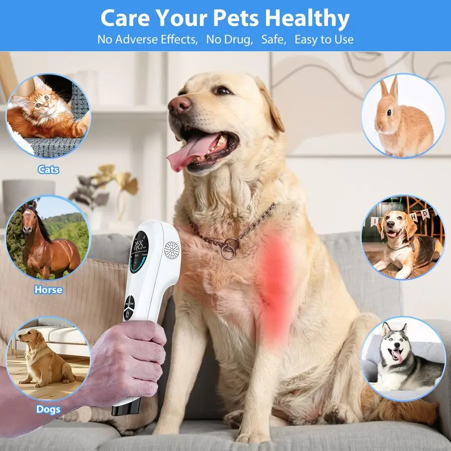 Urządzenie do terapii laserowej ze statywem dla ludzi i psów, 4x808nm i 14x650nm, różdżka do terapii światłem czerwonym na bóle ciała, przenośne.