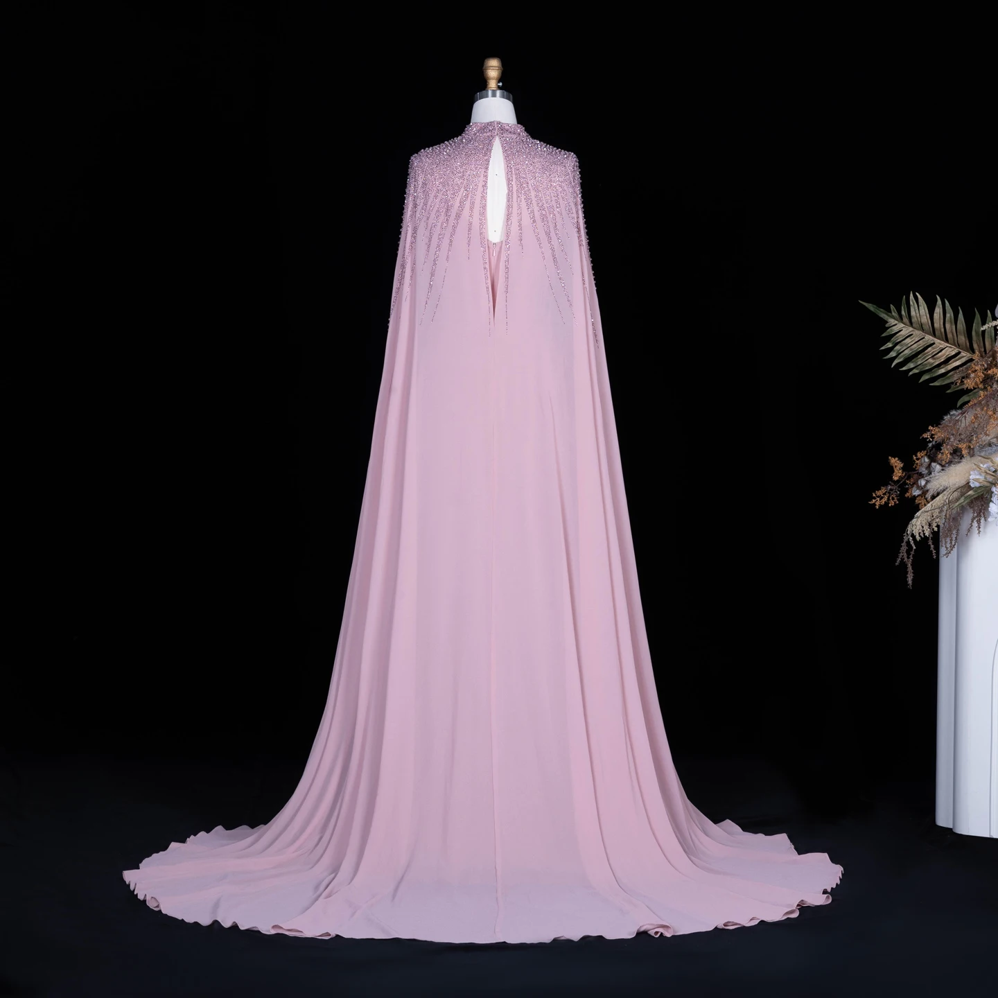 Sharon Said Abendkleider Luxuriöse Meerjungfrauen-Kleider mit V-Ausschnitt, Chiffon, Kristallen, Arabisch, Dubai, formelle Partykleider mit Umhang SS074 Maßanfertigung – Detail 27