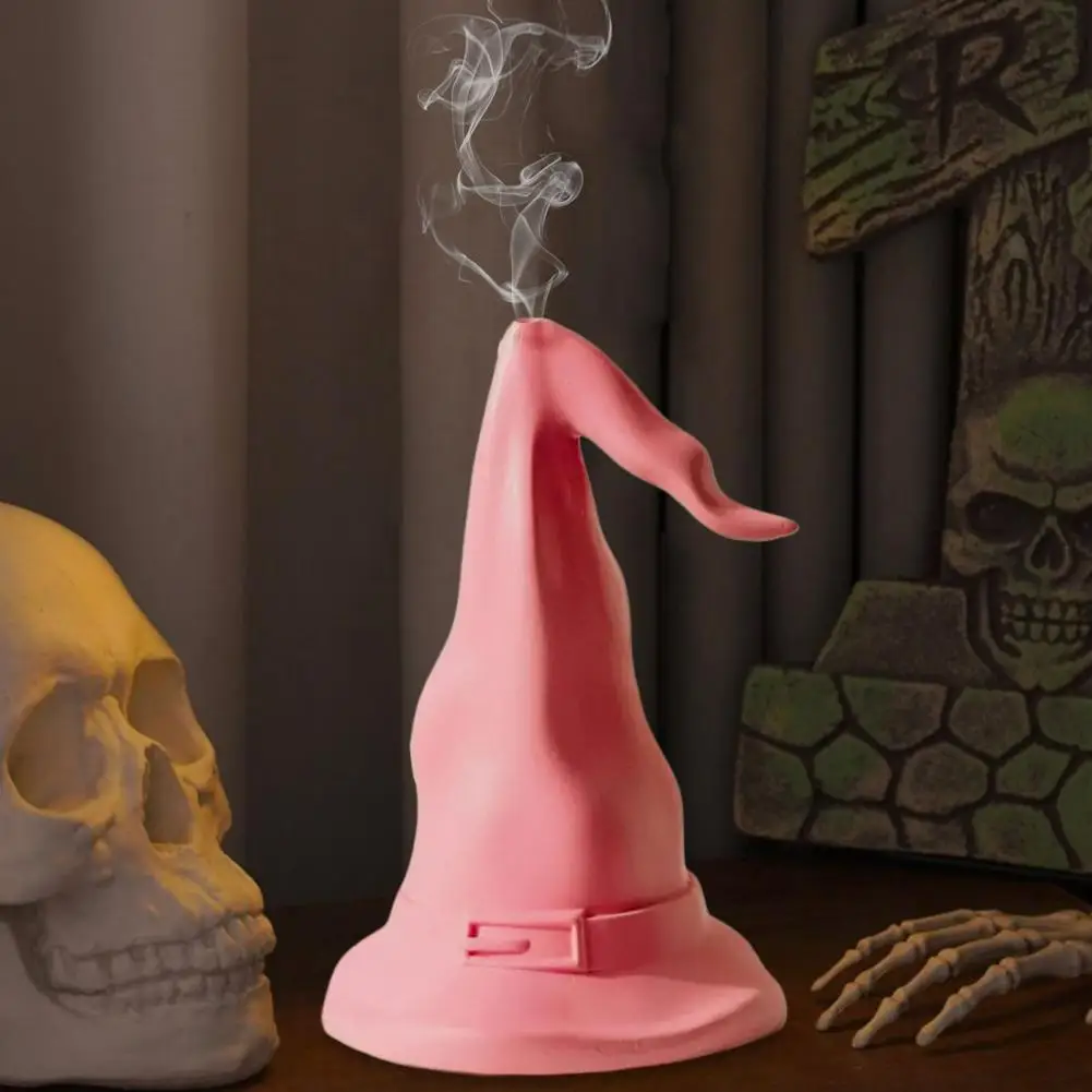 Desktop Incense Holder Witch Hat Incense Burner Long Pointy Wizard Hat Resin Cone Holder for Halloween Party Decor Holiday Gift