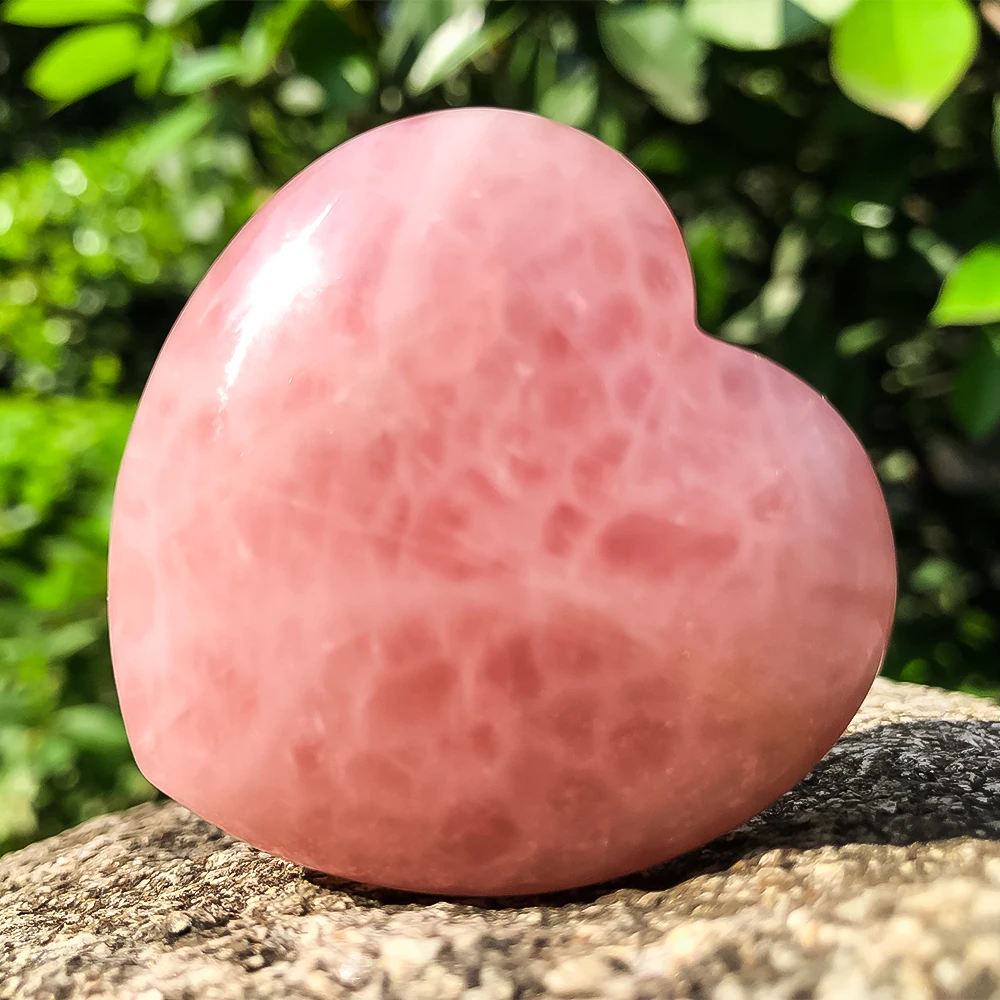 

50mm Rose Quartz Love Heart Shaped Healing Agate Natural Crystal Gemstone Reiki Worry Stones for Anxiety Relieve