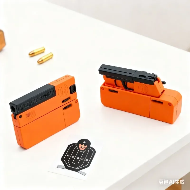 Foldable Alloy Toy Gun Life Card Metal Soft Bullet Gun 2026 New for Boys Tactical Play Gun Safe Soft Bullets New Arrival