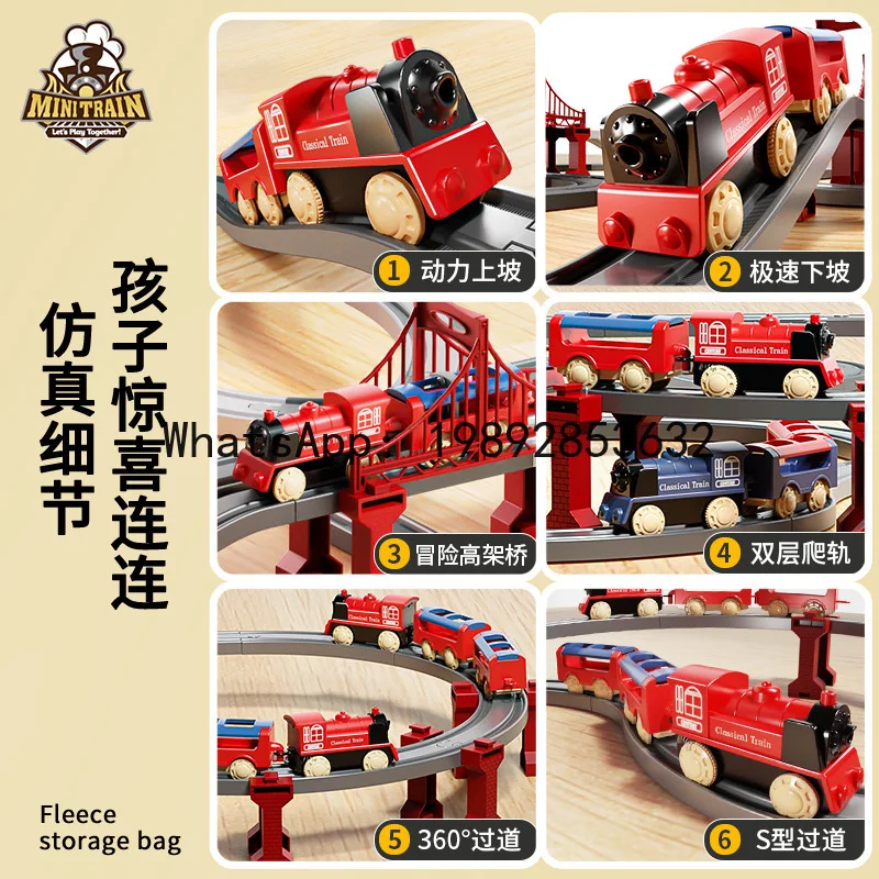 Tren eléctrico de alta velocidad con modelo de montaje de vía, coche de juguete de simulación