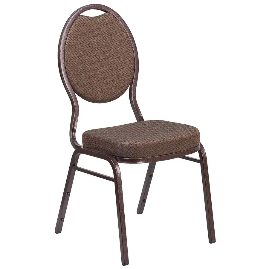 

HERCULES Series Teardrop Back Stacking Banquet Chair in Brown Patterned Fabric Copper Vein Frame
