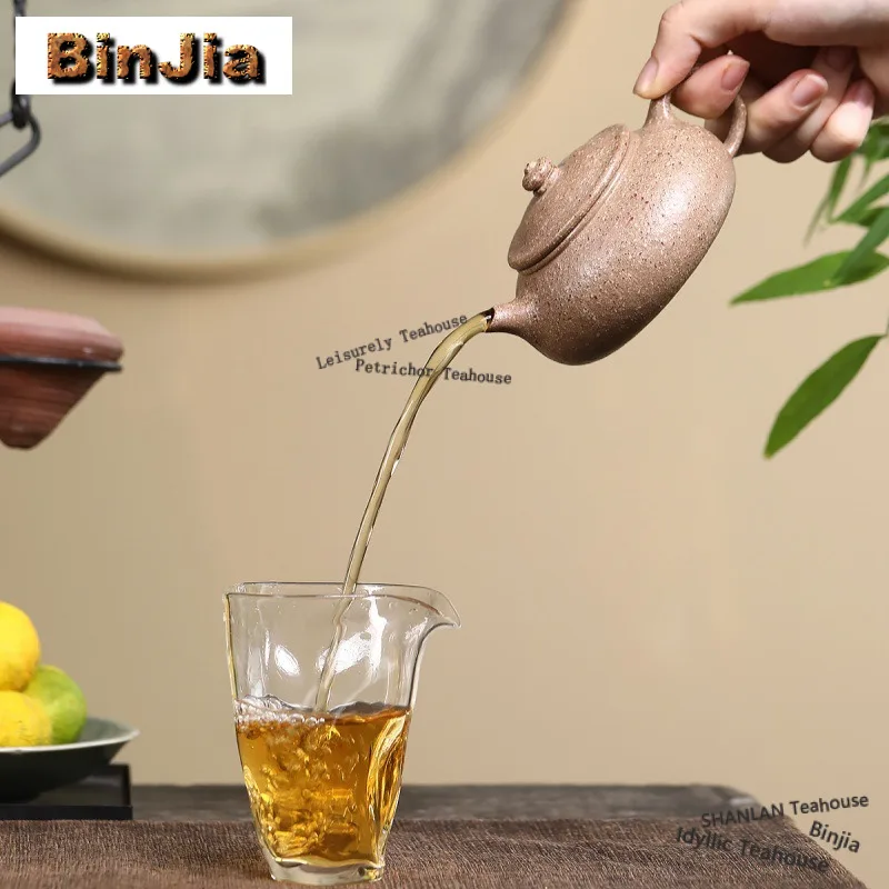 180ml Luxury Yixing Purple Clay Teapots Handmade Han Jiang Pot Raw Ore Coarse Sand Five-color Section Mud Kettle Zisha Tea Set