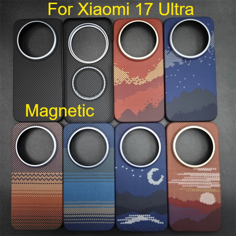 

Магнитный чехол из углеродного волокна для Xiaomi 17, ультрамагнитный чехол, противоударный арамидный чехол для Xiaomi 17 Ultra, чехлы для мобильных телефонов