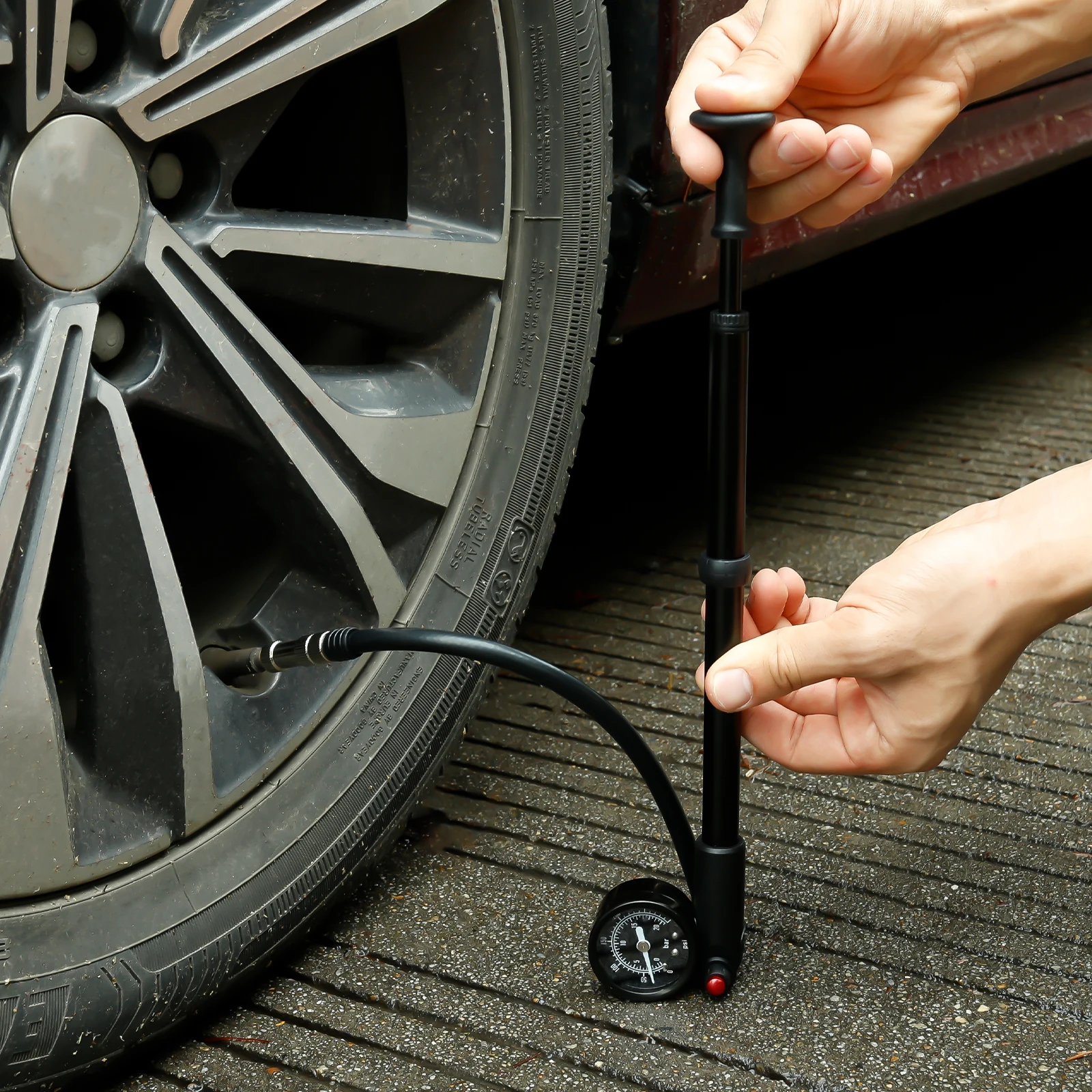 

Bicycle Pump With Gauge High-pressure Portable Hand Tire Air Inflator Bike Air Shock Pump For Fork Schrader Presta Valve