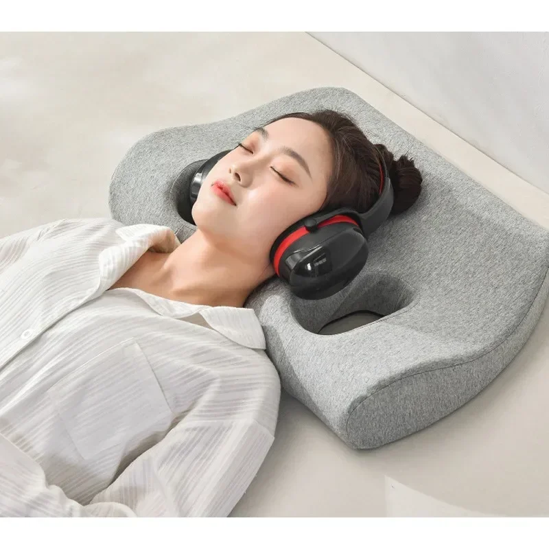 

Noise-proof Headset Hole Pillow Memory Foam Pillow Release Ears Pain Pillow with Hole for Side Sleeper