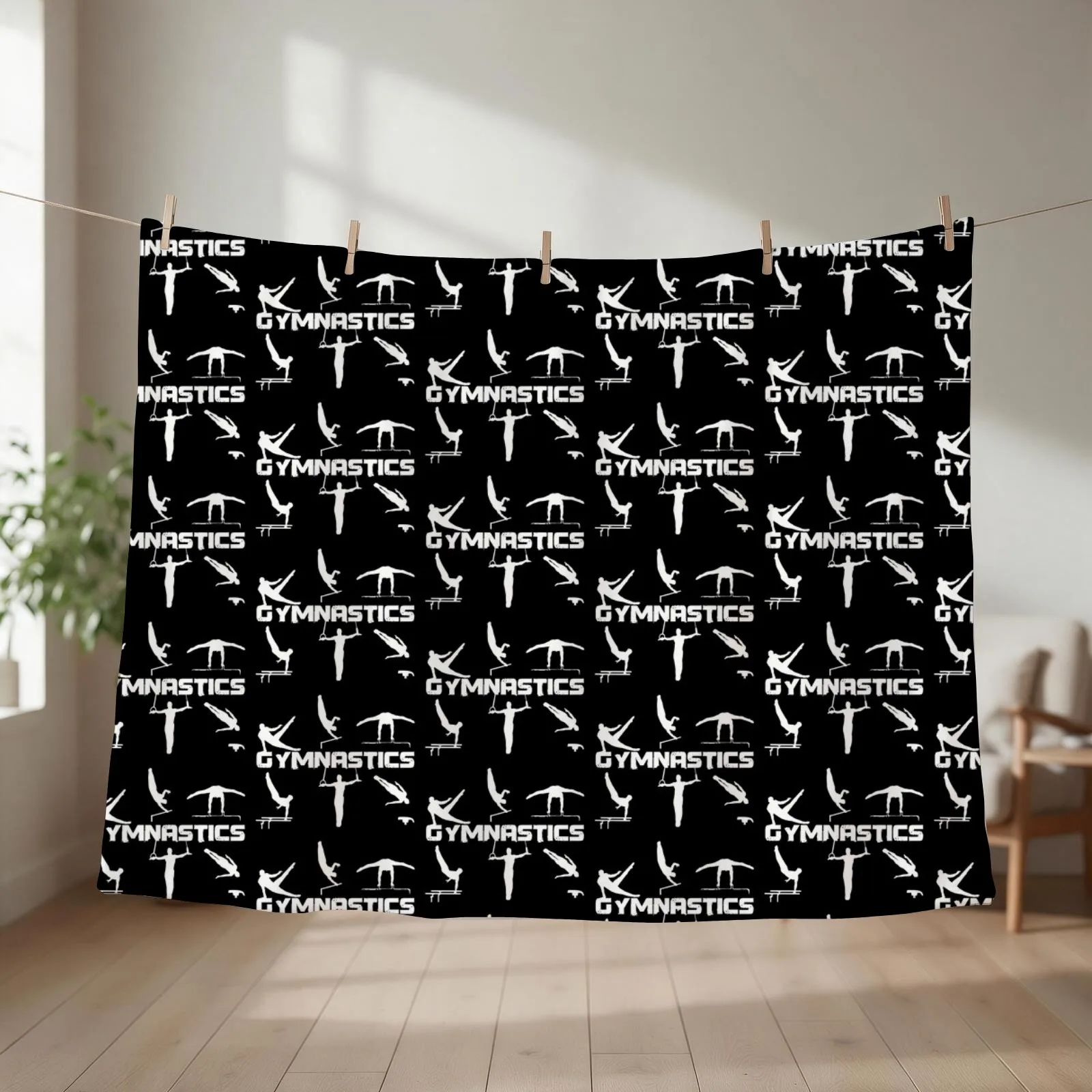 Gymnast, Gymnastics - Men's and Boys Gymnastics Throw Blanket couch cozy soft plush fuzzy picnic outdoor blanket