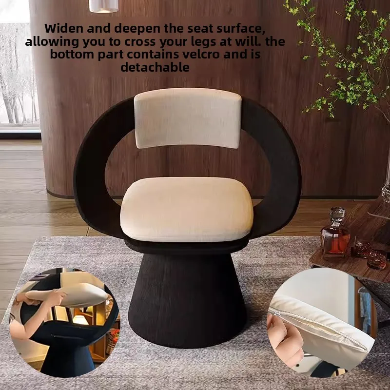 Cream Velvet Vanity Stool Swivel Rotating Chair with Backrest for Bedroom Wide Seat Comfortable Makeup Bench for Salon Home