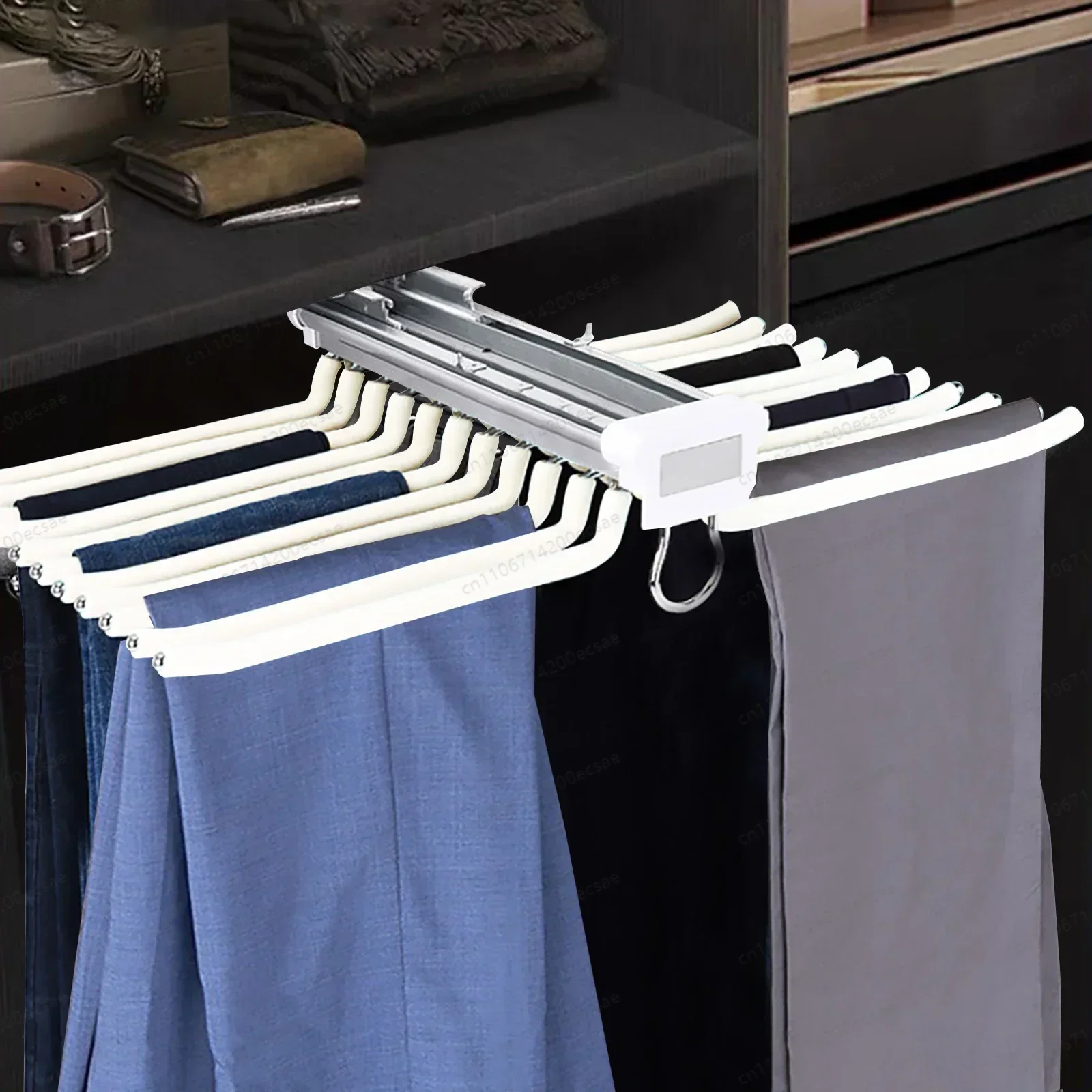 Premium 22 Arm Pull Out Pants Rack, Steel Trousers Hanger Bar for Closet Organization, Space Saving Clothes Storage