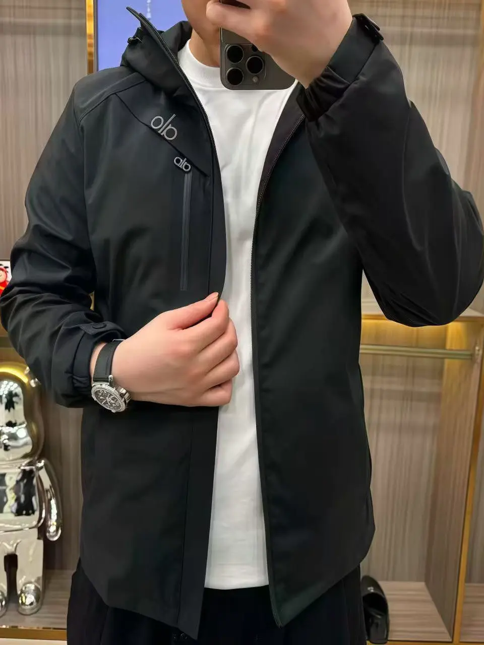 

Fall 939 Men's Busin Casual Jaet Heavy Du Hooded Faionable Versatile Stand Fit Polyester Cotton Blend Zipper Clo...