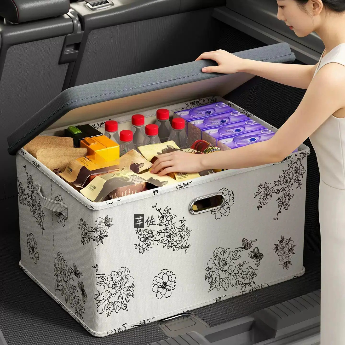 

Car Trunk Storage Box Vehicle Interior Organizer Automotive Rear Storage Bin Toy Organizer Decoration Accessories