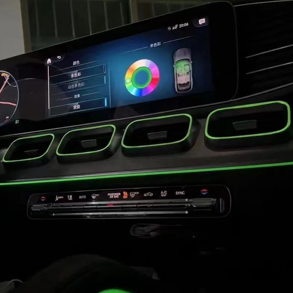 

STLFUpgrade 4 PCS 64 Colors LED Air Outlet Vent Front Air Vent Ambient Light for Mercedes Benz GLE/GLS W167