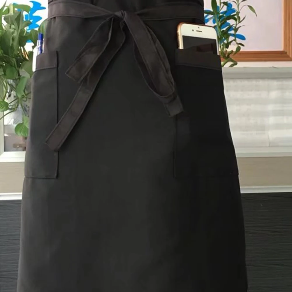 

Baking Bbq Apron Black Short Creative Kitchen Chef Half Chic Working Apron With Pockets For Cooking Gardening Restaurant Home
