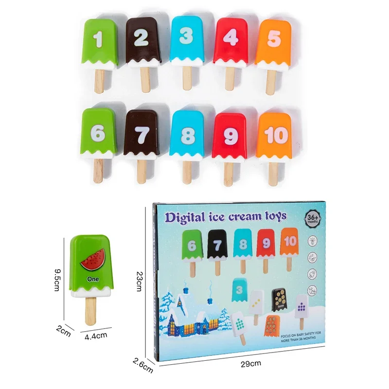 Kid Ice Cream Number Matching Game Montessori Parish Toy Digit Counting Color Cognitive Letter Learn Sensory Educatioal Toy Gift
