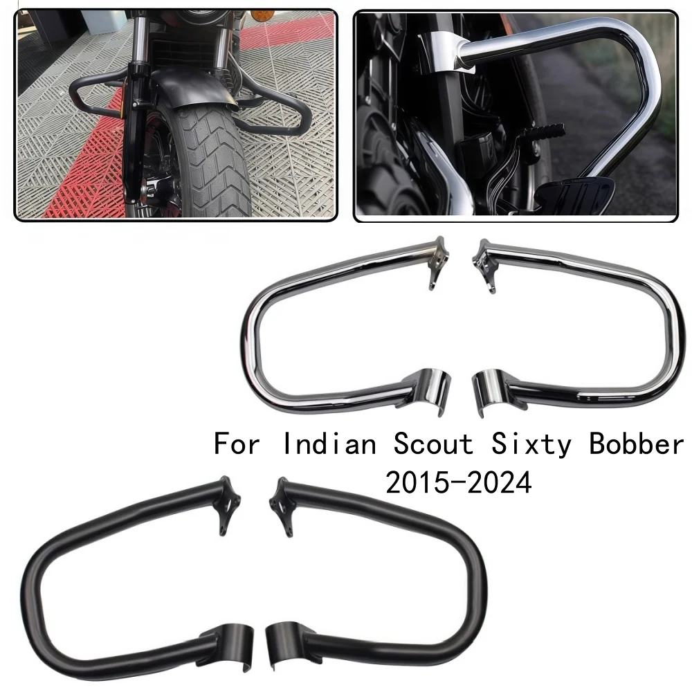 

Motorcycle Bumper Frame Crash Bar Engine Guard Side Tank Protector Modified Accessories For Indian Scout Sixty Bobber 2015-2024