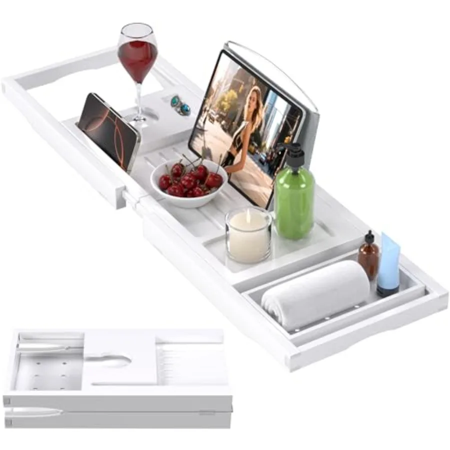 

Foldable Bathtub Caddy Tray for Tub, Expandable Bath Table Trays, Premium Bathroom Accessories for New Home and Mothers Day and