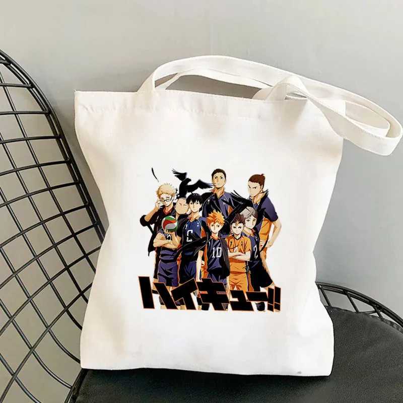 Fashion Haikyuu Anime Printing Ladies Shoulder Bag Casual Tote Eco Large Capacity Portable Travel Shopping Bag Schoolbag