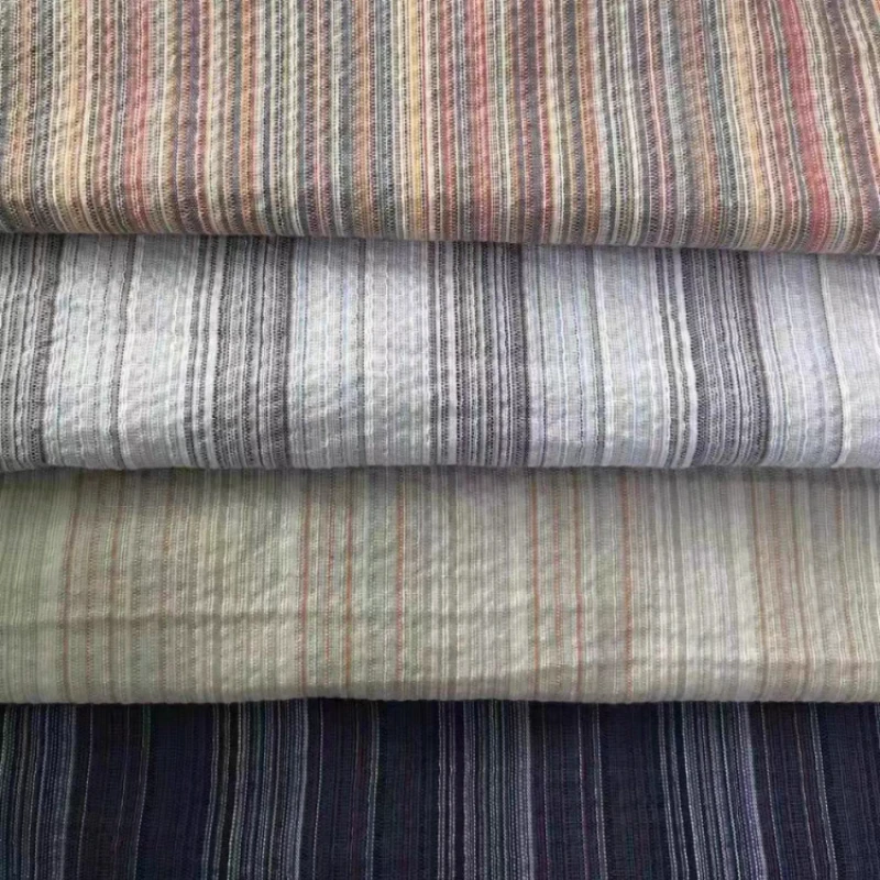 Linen Cotton Fabric Stripe Yarn Dyed for Clothing Shirt Dress Designer Handmade Diy Sewing Material Cloth By The Meter