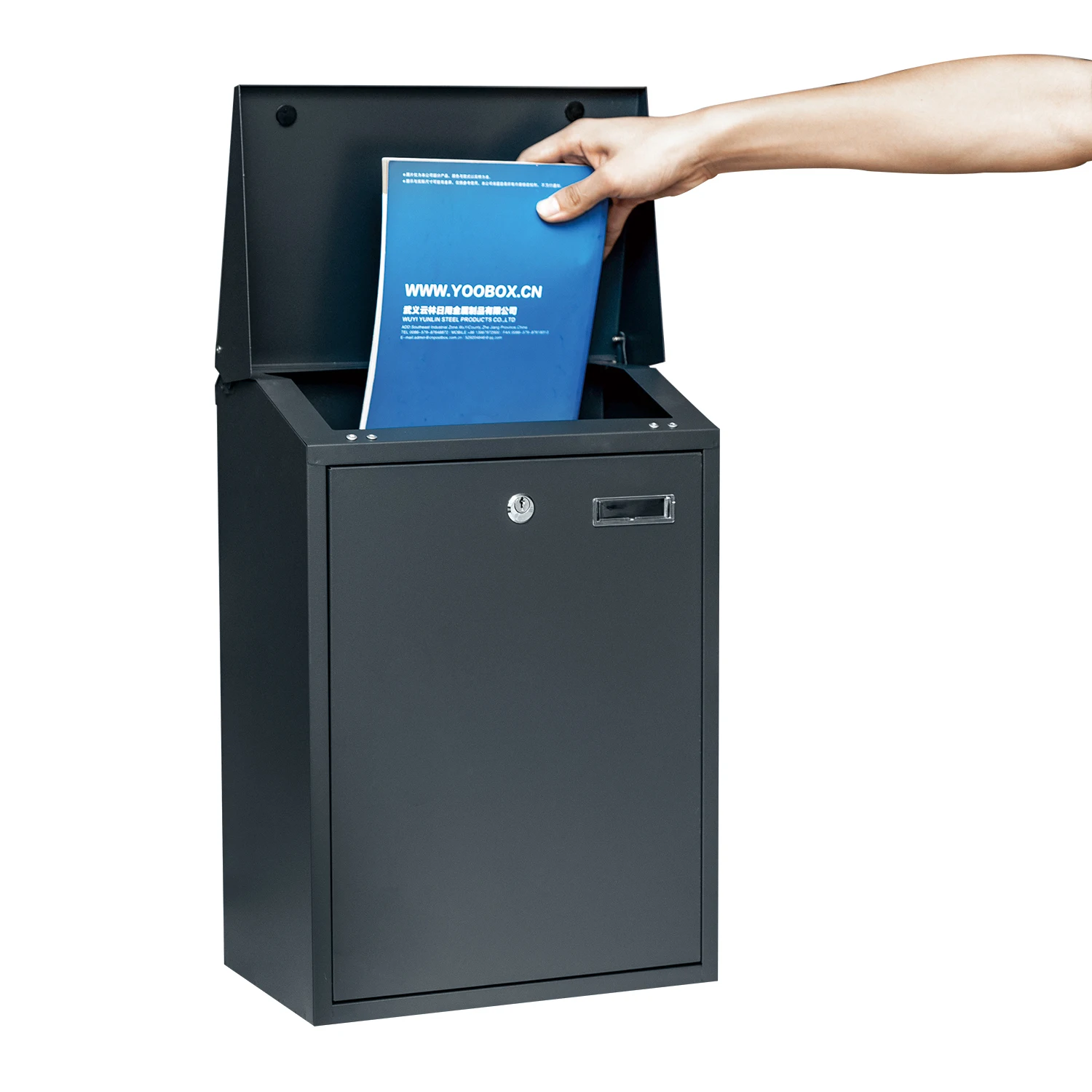 Outdoor Anti Theft Parcel Box Small Black Smart Parcel Delivery Drop Box Wall Mounted Galvanized Steel Mailbox