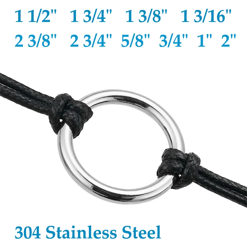 5/8 3/4 2 1 Zoll O-Ringe aus Edelstahl 304, Schnallen, massiv geschweißte Metallschlaufe für Taschengürtel, Hundeleinen, runder, nahtloser Metallring