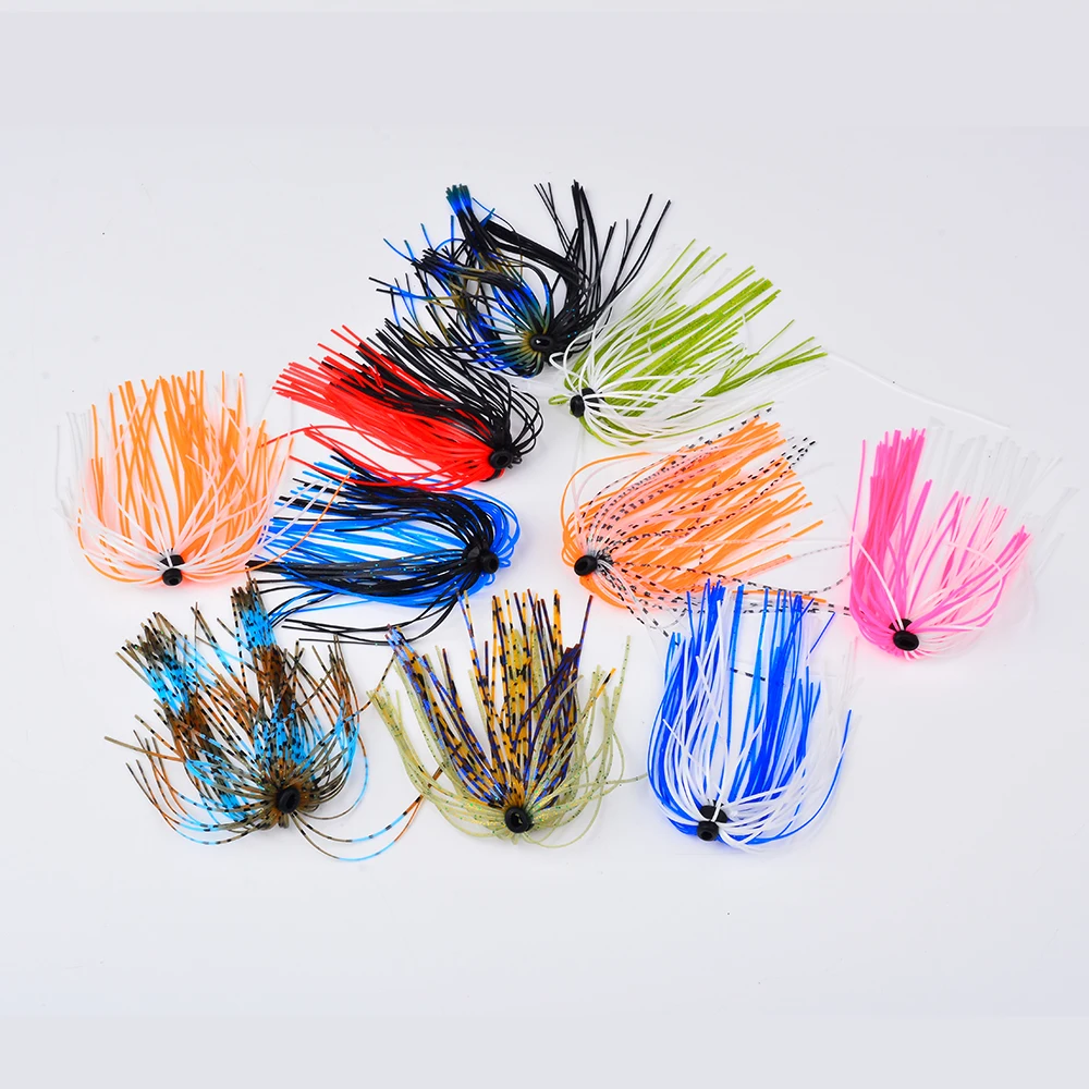 10 Stück/Gummi-Jig-Set Spinnerbait Buzzbait Anti-Haken Silikon-Jig-Röcke Elastische Weiche Angelköder-Zubehörteile – Detail 10