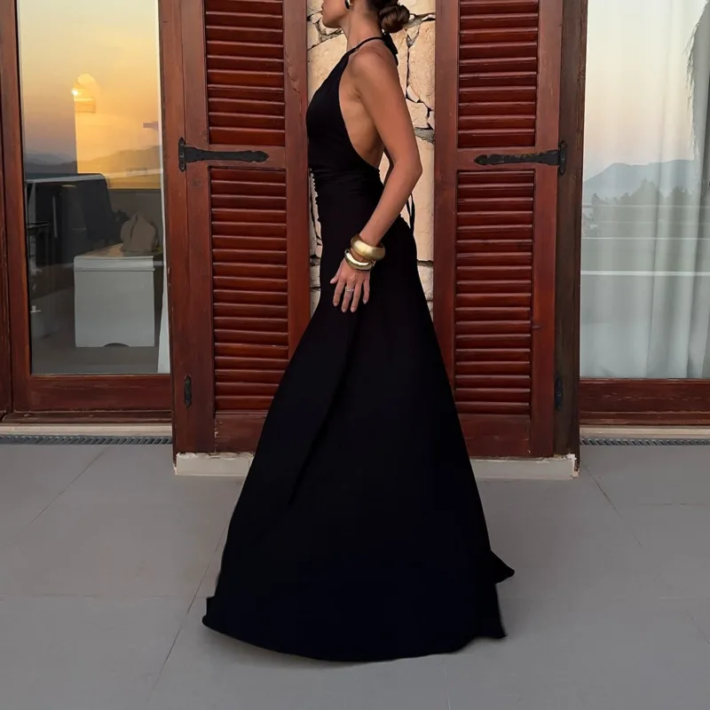 KWTX Evening Party Dress Fashion Sexy Halter Neck Cut Out High Slit Simple Designer Elegant Chic Spring Summer 2026 High-End