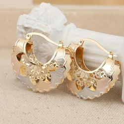 New Trendy Statement Hoop Earrings for Women Gold Color Heart Earring Luxury Jewelry for Wedding Anniversary Gift