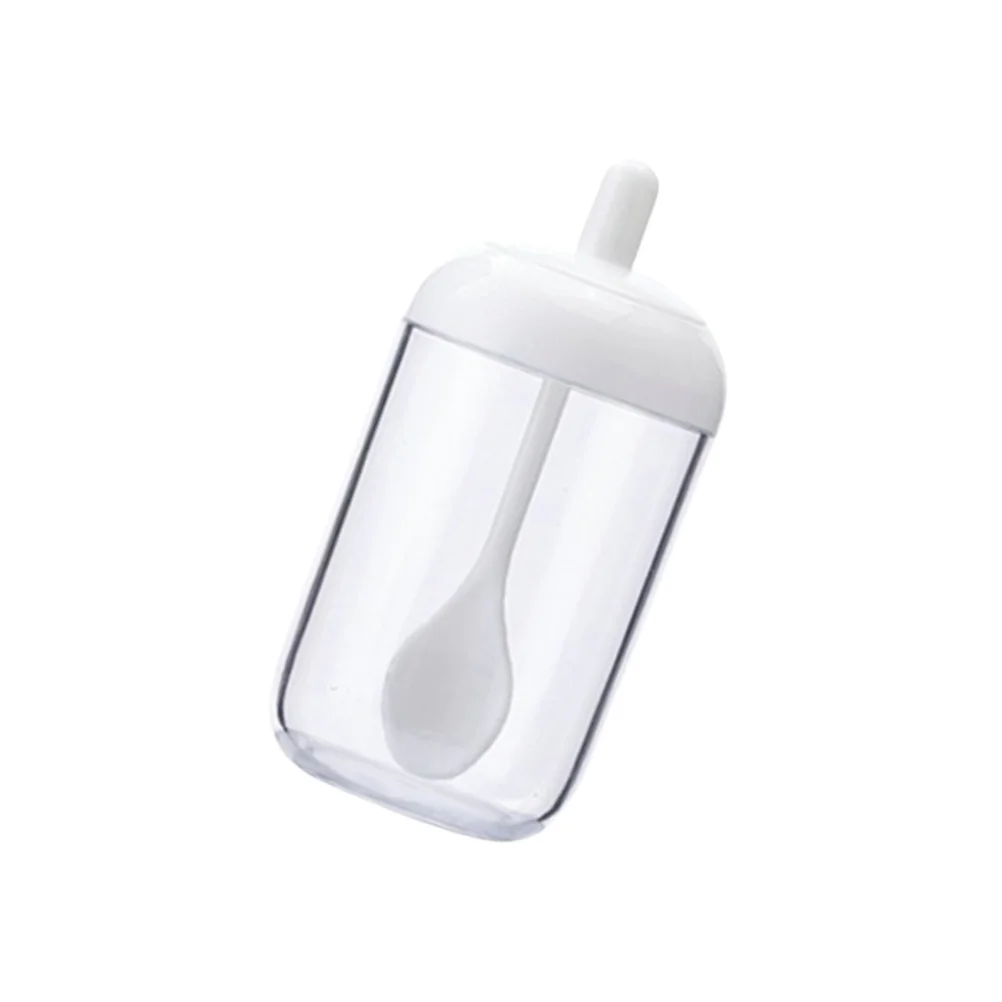 

Premium Round Spice Jars with Spoon White Lid for Kitchen Tea Dried Fruit Snacks Storage Airtight Freshness Plastic Jar