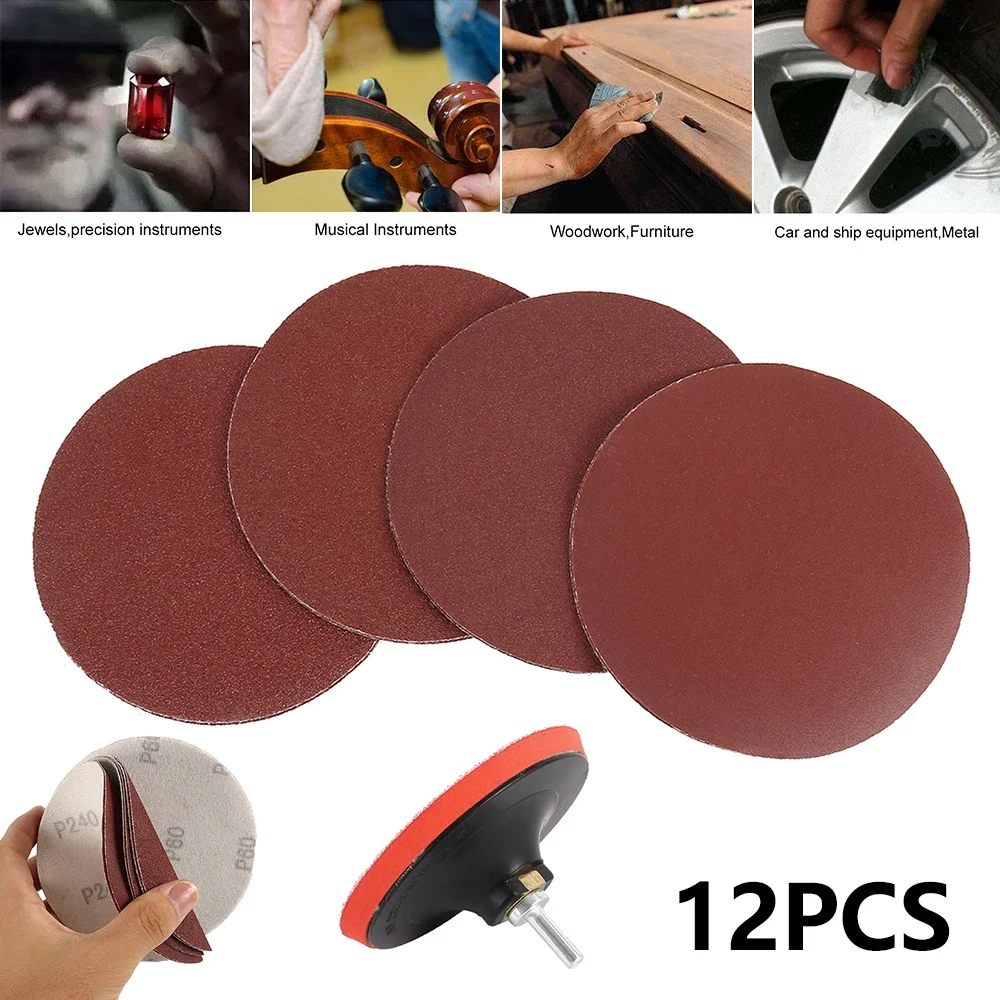 12 Stück Schleifscheiben Aluminiumoxid-Schleifpads Körnung 60/80/120/240 Schleifpapier Schnellwechsel-Schleifblatt Polier-Schleifpapier für