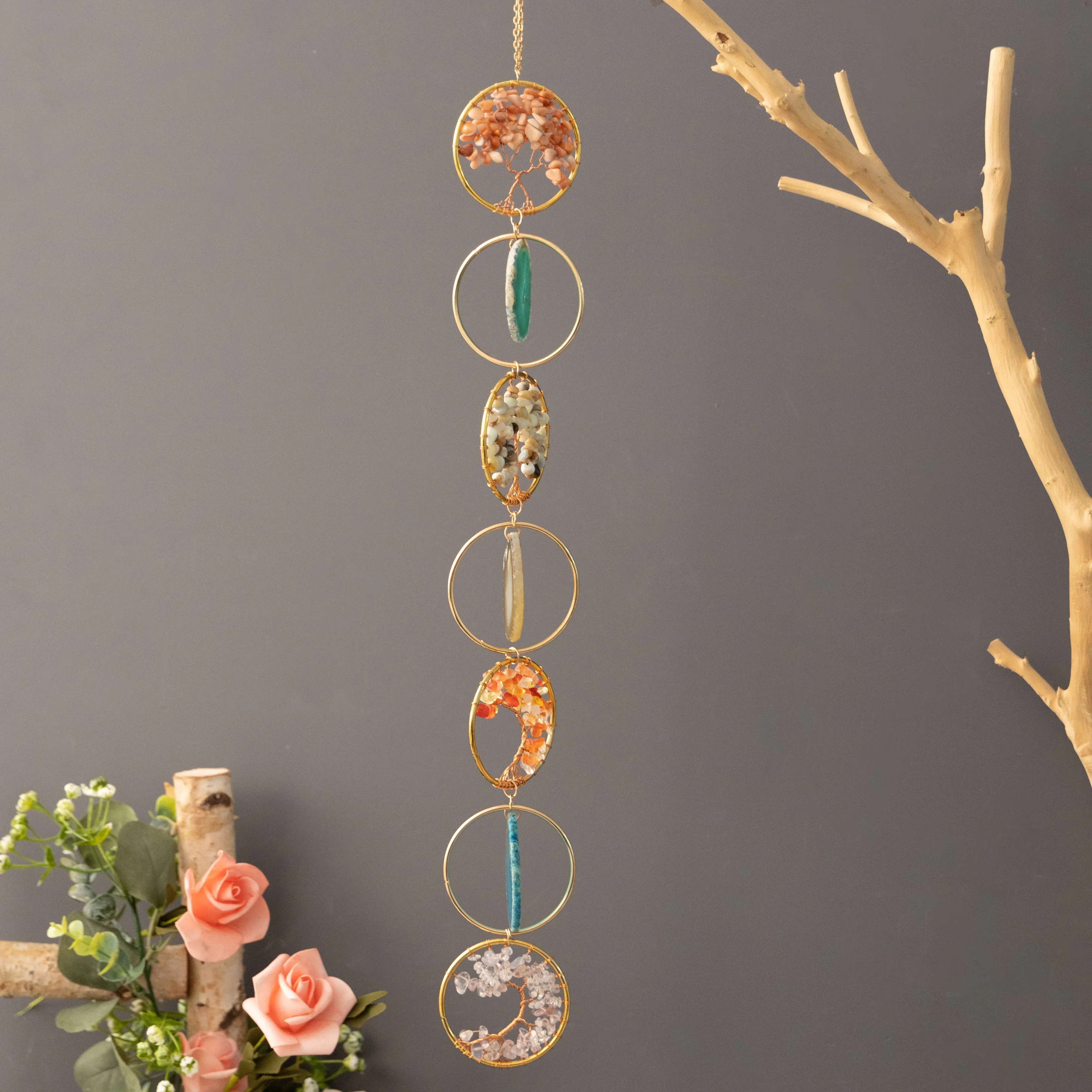 Immagine 7: Acchiappasogni in stile cristallo per bambini, campanelli a vento decorativi, acchiappasogni arcobaleno, regalo decorativo da appendere in auto o in giardino