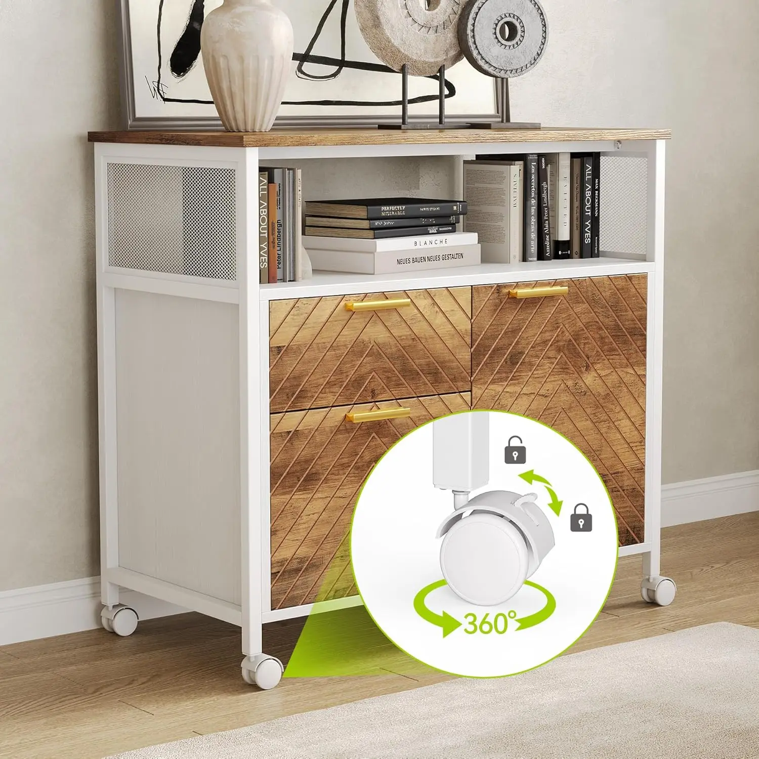 63-Inch Office Desk with 31.5-Inch Lateral File Cabinet, Study Writing Desk Computer Desk for Home Office